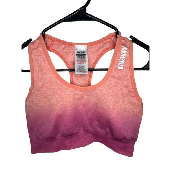 Gymshark Pink Ombré Razorback Athletic Fitted Sports Bra - Picture 1 of 5
